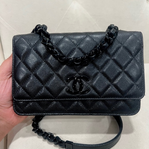 🔥Rare🔥Chanel So Black Cavair WOC & Matching cardholder - Picture 2 of 13